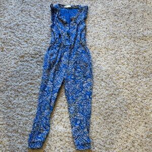 Fat Face Blue and White Patterned Jumpsuit